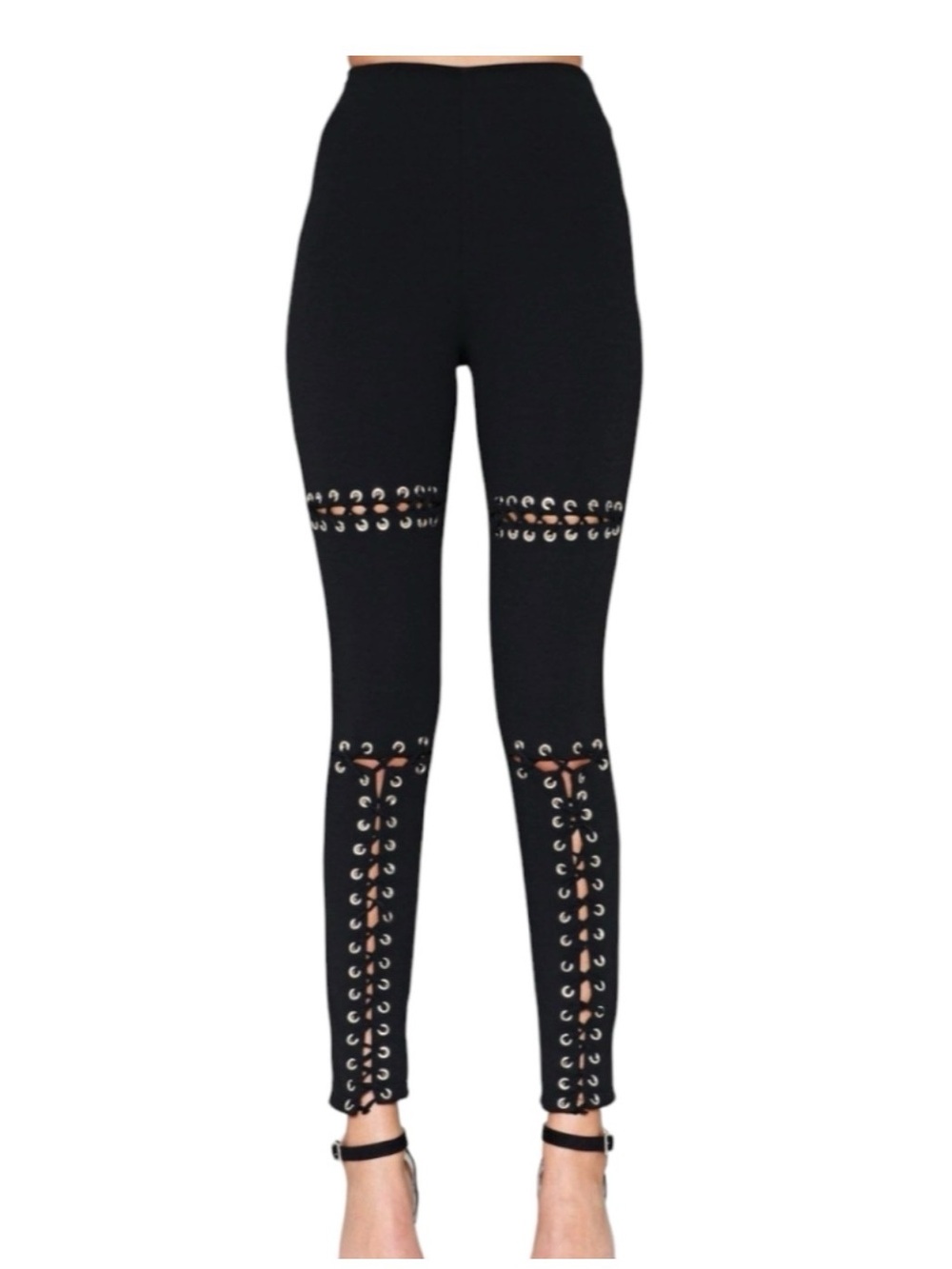 Runaway the Label Vixen Ponte Legging Pants in Black Lace-Up Eyelet Size 8